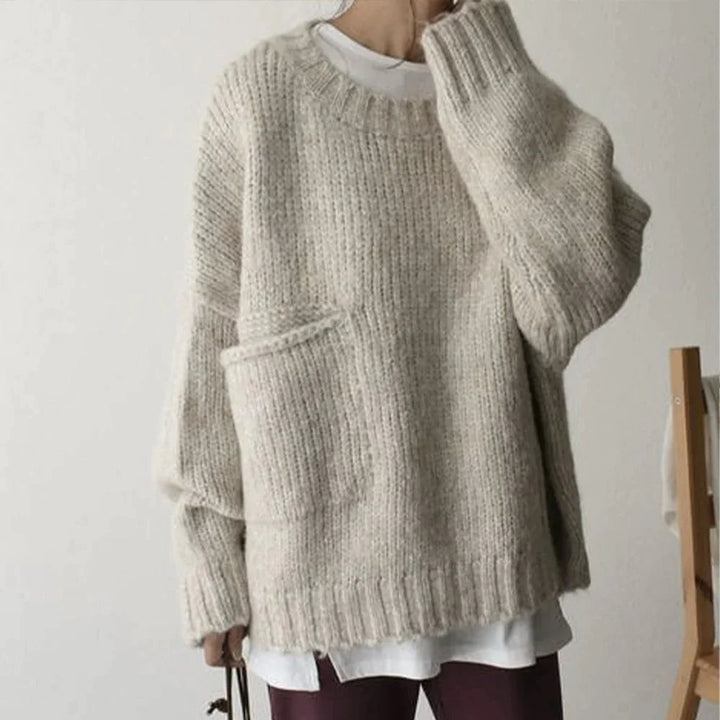 Bequemer Oversize-Pullover mit Tasche – Mavelle