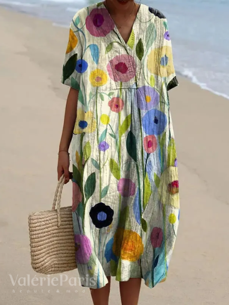 Echoarchiv | Lässiges Kleid mit Floralem Druck aus Atmungsaktivem Baumwollstoff