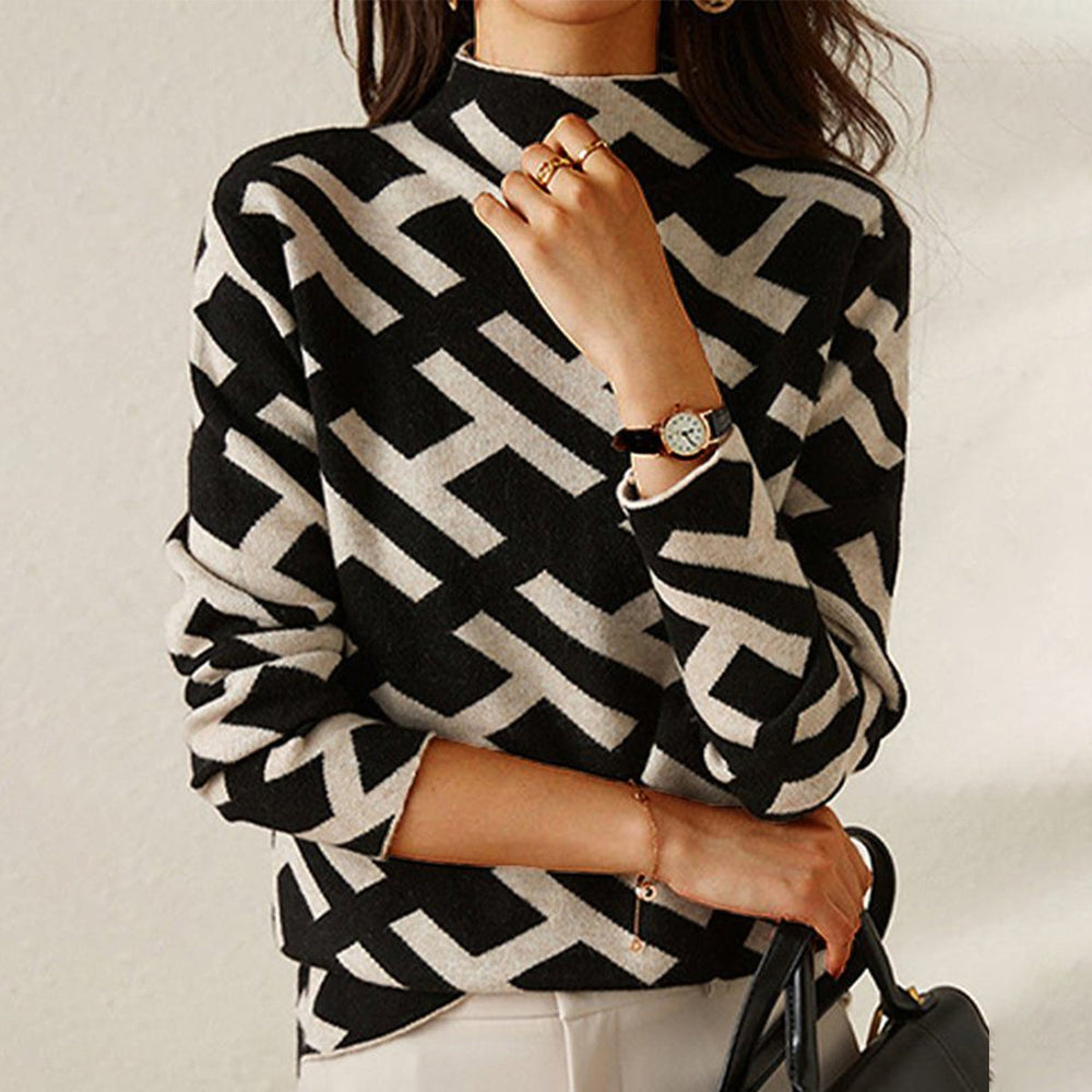 Bequemer schöner geometrischer Pullover – Mavelle
