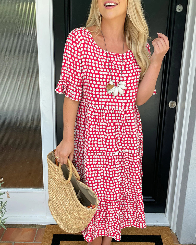 Echoarchiv | Midikleid mit Rundhalsausschnitt und Polka-Dot-Print