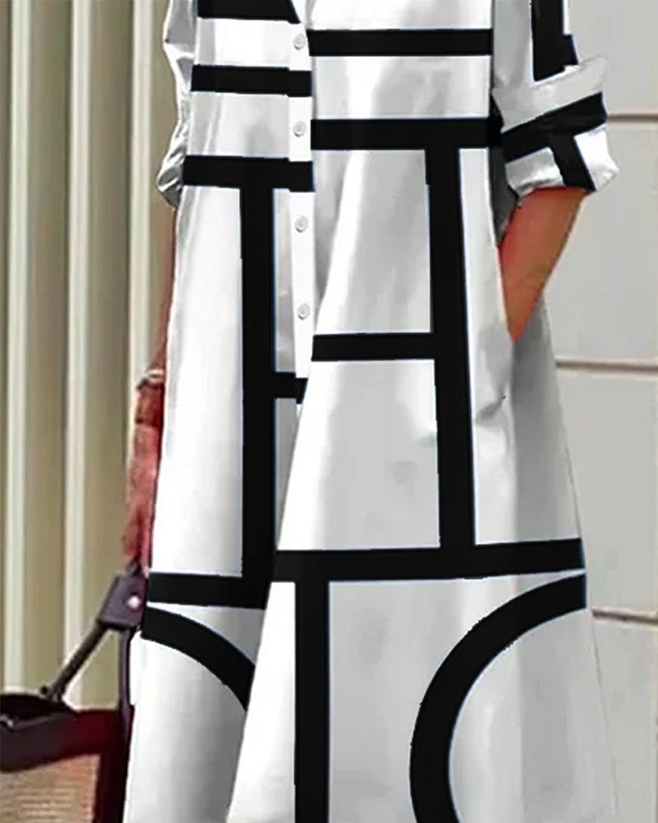 Echoarchiv | Kleid mit Taschen und Geometrischem Druck