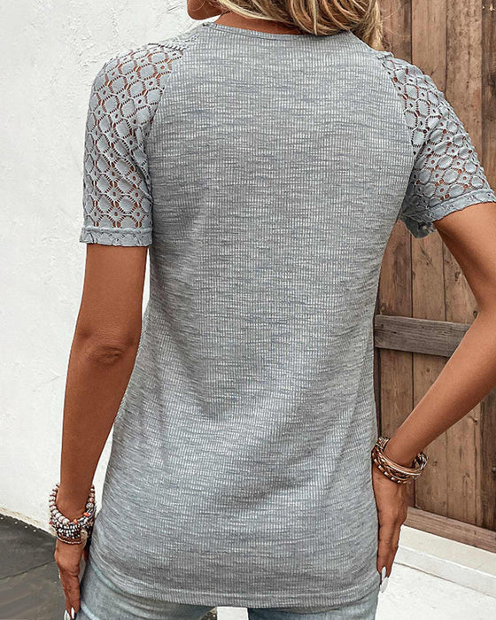 Echoarchiv | Damen T-Shirt mit kurzen Ärmeln und Spitze