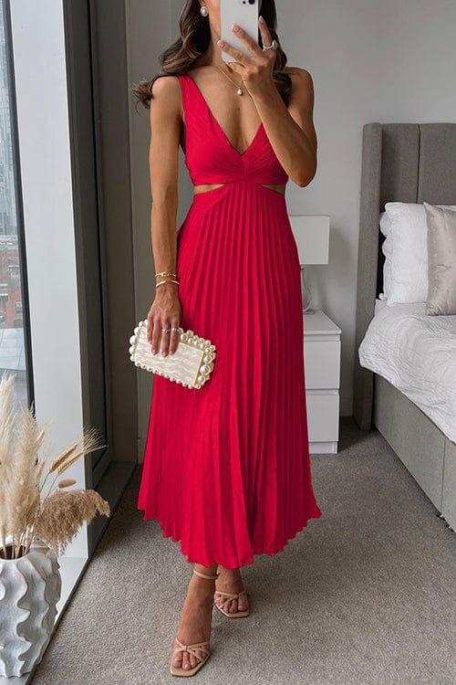 Echoarchiv | Damen Plissee Satin Kleid