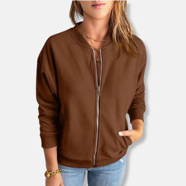 Jacke - Leicht - Lässige Passform - Reißverschluss - Rippenbündchen - Lässiger Look – Célinea