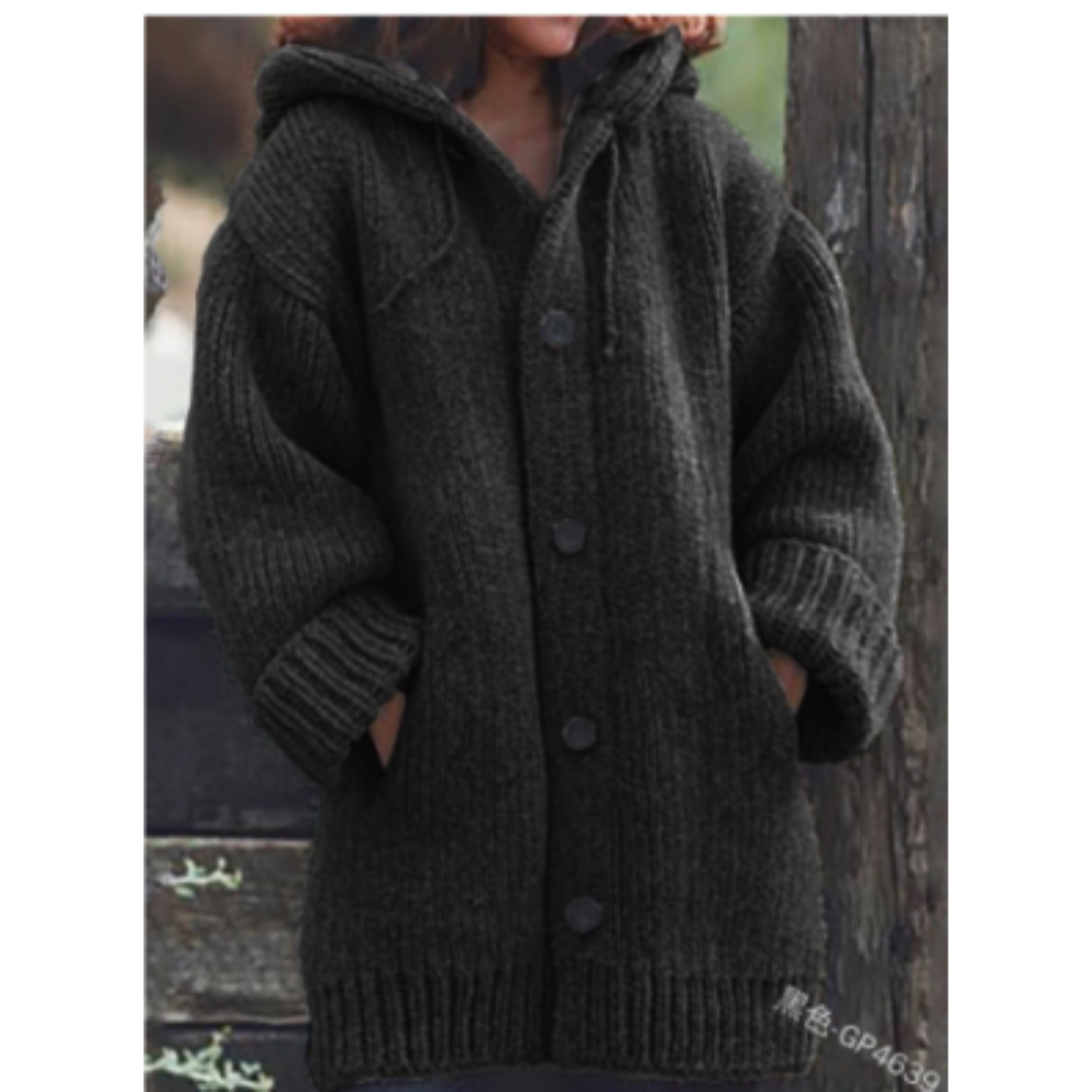 Kuscheliger Strickmantel Mit Kapuze Für Damen – Célinea