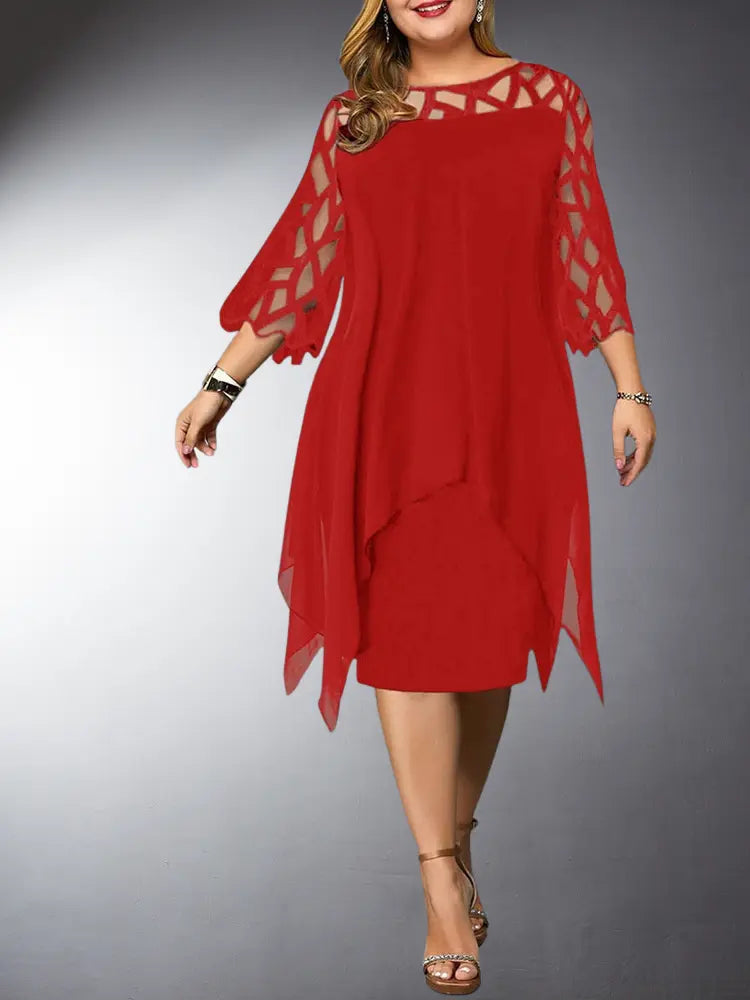 Echoarchiv | Elegantes Plus Size Spitzen-Midi-Kleid