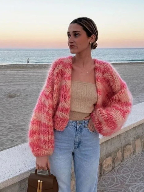 Echoarchiv | Gestreifte Offene Strickjacke