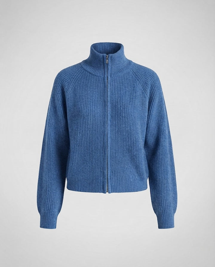 Damen gerippte Strickjacke mit Stehkragen und Reißverschluss Echo Archiv