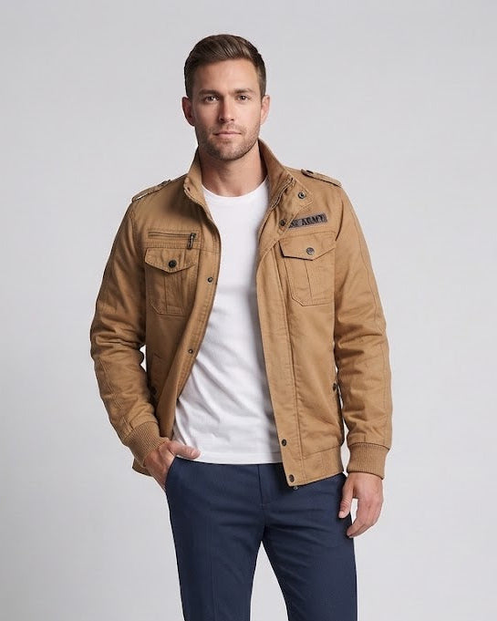 Herren Utility-Canvas-Fieldblouson mit isolierender Thermofütterung und Schulterepauletten Echoarchiv