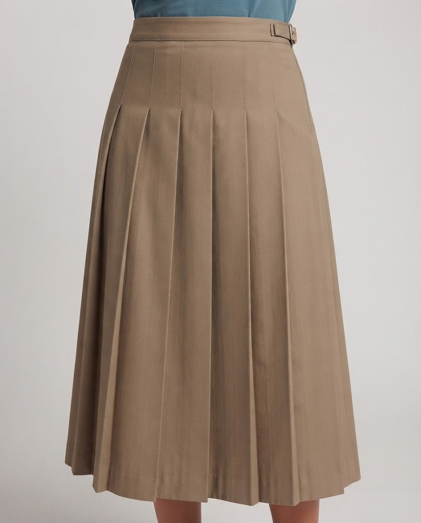 Damen Plissierter Midirock mit hoher Taille und seitlicher Gürtelschlaufe Echo Archiv