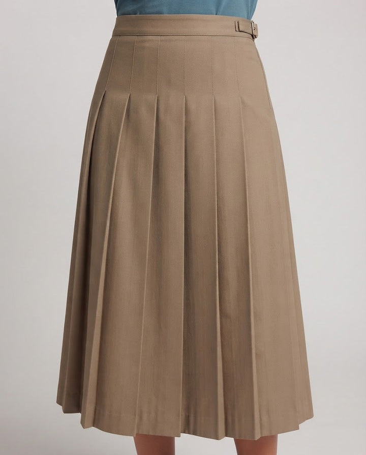 Damen Plissierter Midirock mit hoher Taille und seitlicher Gürtelschlaufe Echo Archiv