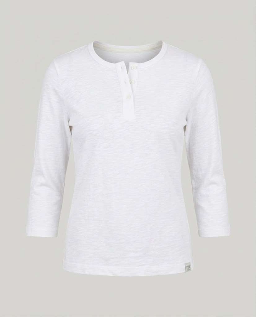 Damen Geripptes Henley-Cropped-Shirt mit Dreiviertelärmeln Echo Archiv
