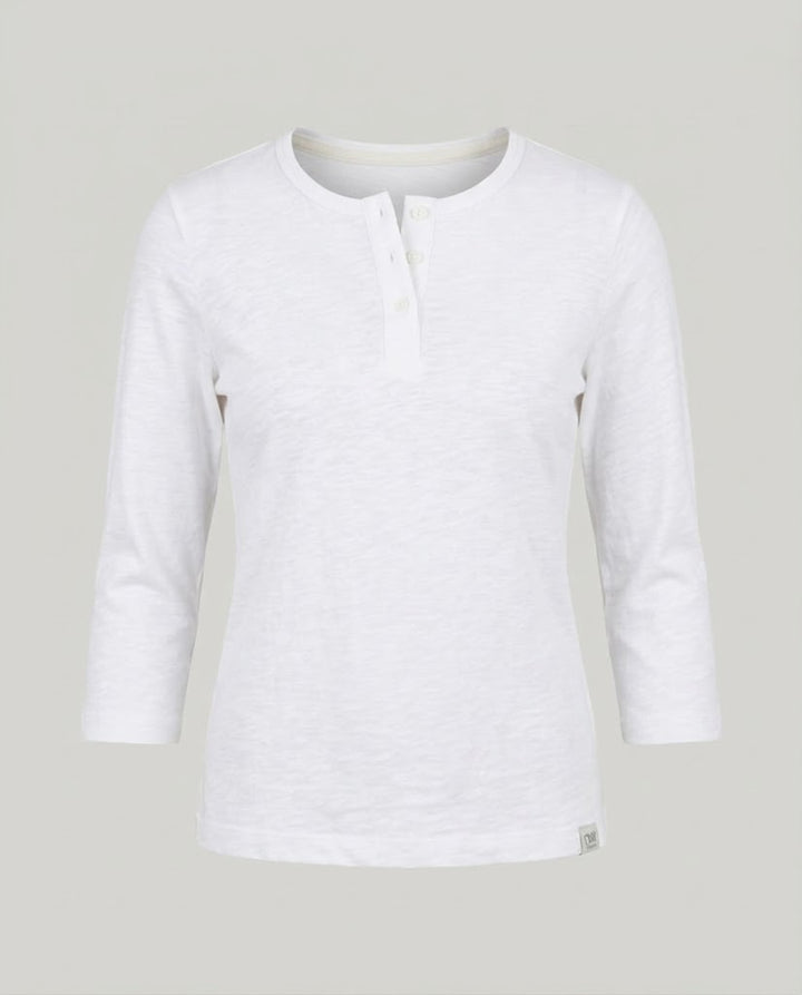 Damen Geripptes Henley-Cropped-Shirt mit Dreiviertelärmeln Echo Archiv