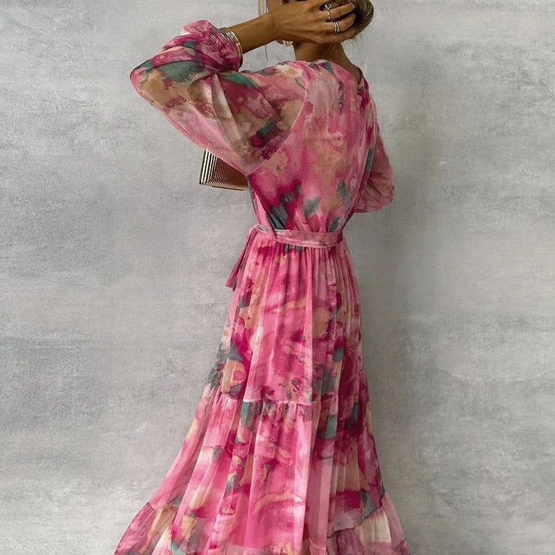 Echoarchiv | Elegantes Langärmeliges Maxikleid mit Blumenmuster