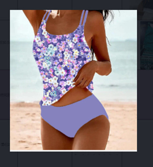 Echoarchiv | Retro Hochgeschnittenes Bikini mit Stranddruck