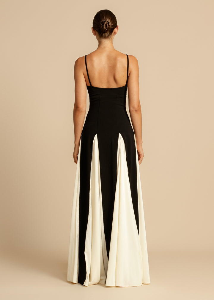 Spaghettibandje Farbblock Swing Maxikleid