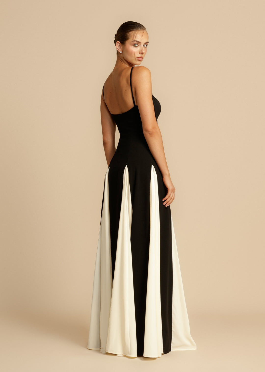 Spaghettibandje Farbblock Swing Maxikleid