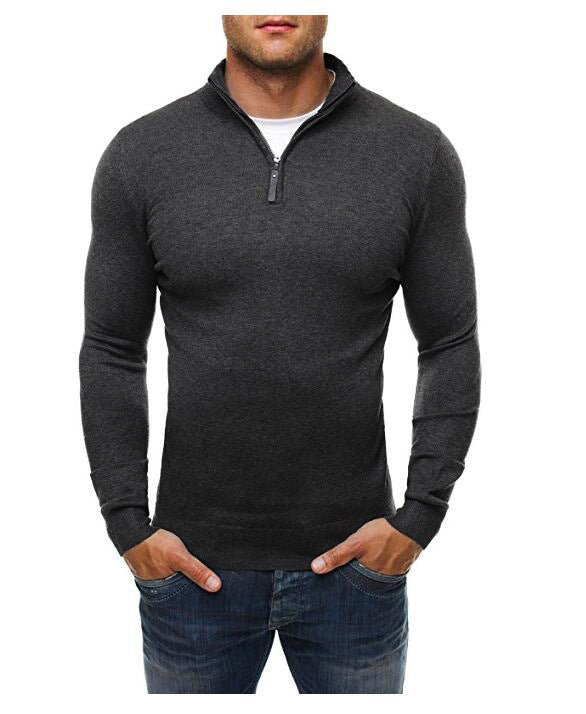 Herren Langarmshirt mit modernem Stehkragen und halblangem Reißverschluss Echoarchiv