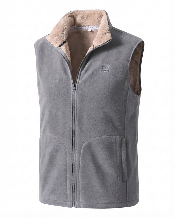 Herren Thermo Fleece Weste mit Sherpa Futter, hohem Stehkragen und versteckten Seitentaschen