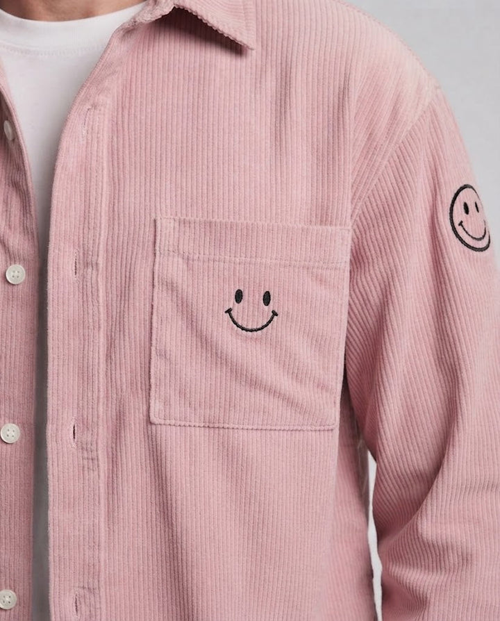 Herren Casual Cord-Jacke mit lässigem Design und Smiley-Detail Echoarchiv