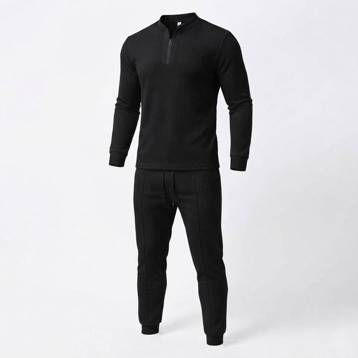 Herren Athletic Slim Lounge Set mit Halb-Reißverschluss Henley und schmal geschnittenen Jogginghosen Echoarchiv