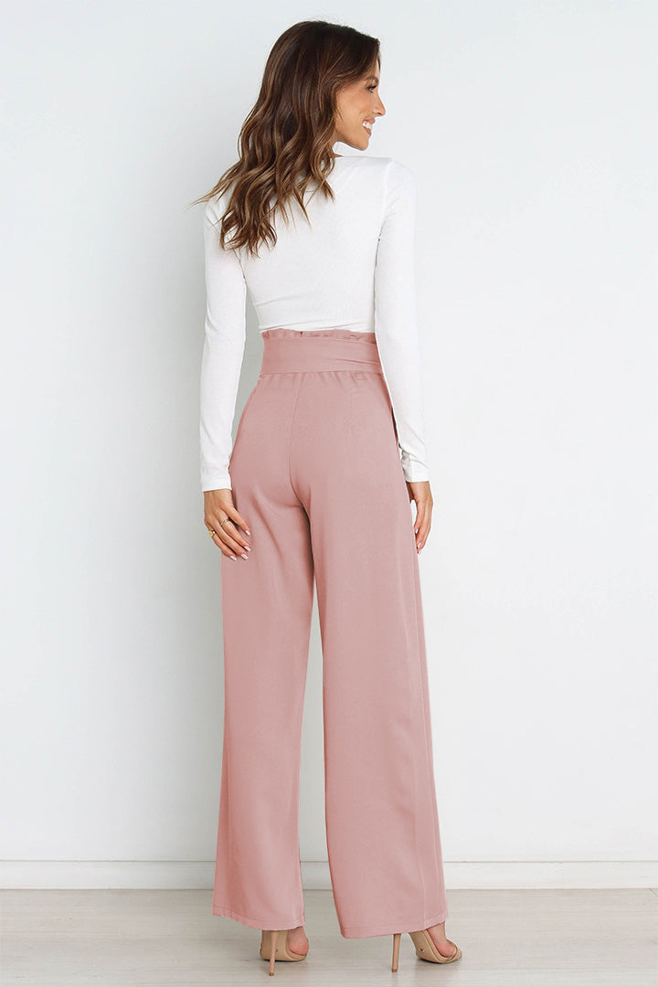 Hohe Taille Paperbag Hose mit Schleifendetail – Avélisse