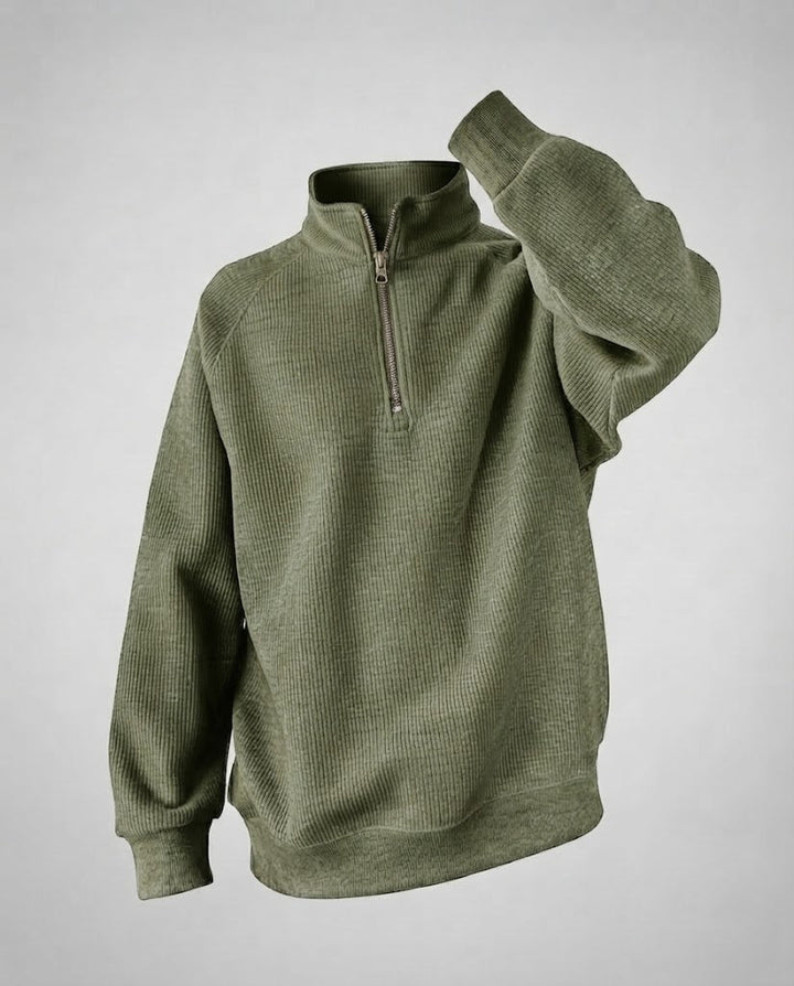 Herren Urbaner Stehkragenpullover mit Reißverschluss Echoarchiv