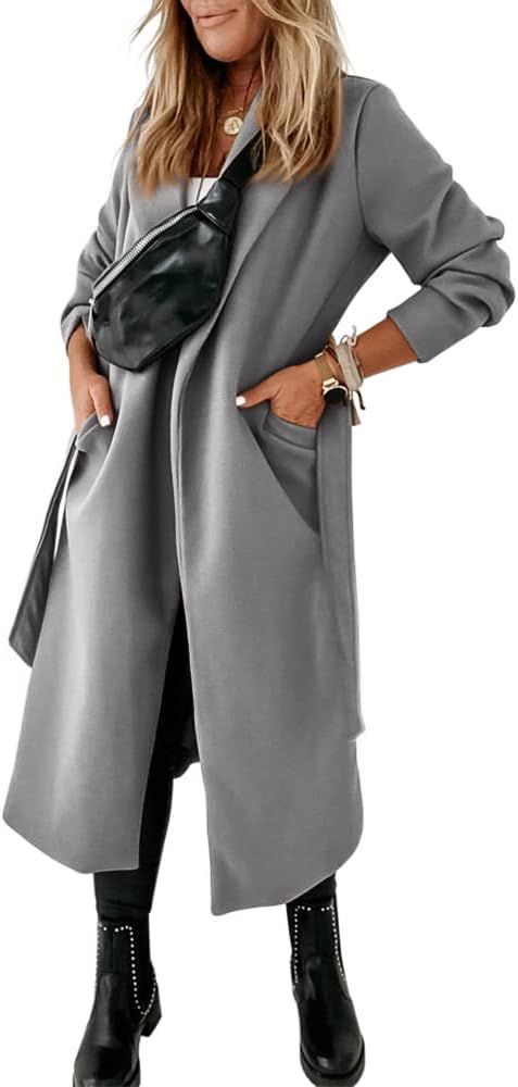 Echoarchiv | Damen Klassischer Mantel mit Reverskragen und Offener Vorderseite