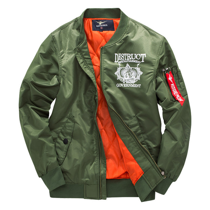 Männer's  bestickte Rebellion Grafik gefütterte Bomberjacke mit Ärmel-Reißverschluss Utility-Tasche Echo Archiv