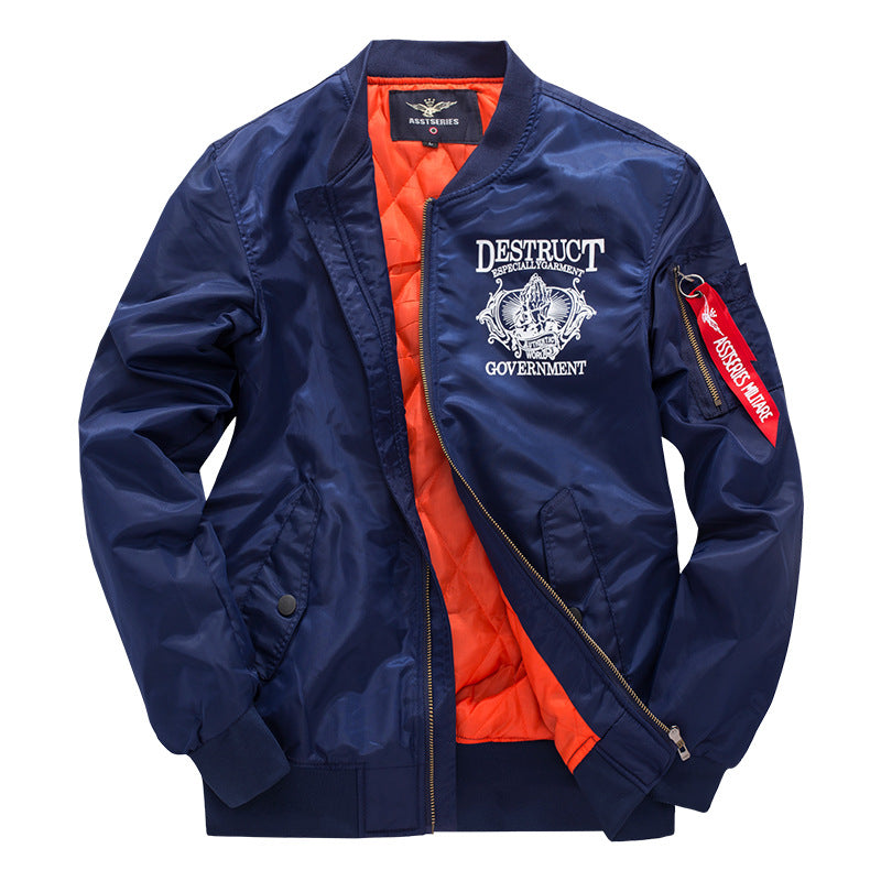 Männer's  bestickte Rebellion Grafik gefütterte Bomberjacke mit Ärmel-Reißverschluss Utility-Tasche Echo Archiv