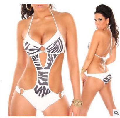 Damen Einteiliger Badeanzug mit aufregenden Cut-Outs und Zebra-Design Echo Archiv