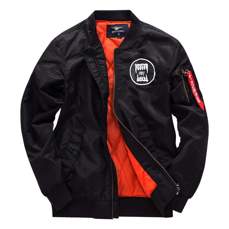 Herren o Grafik-Logo gesteppte Nylon Pilot Bomber mit Ärmel-Reißverschluss-Tasche Echo Archiv