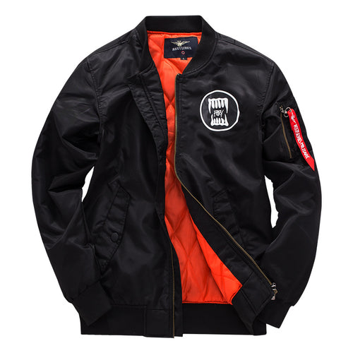 Herren o Grafik-Logo gesteppte Nylon Pilot Bomber mit Ärmel-Reißverschluss-Tasche Echo Archiv