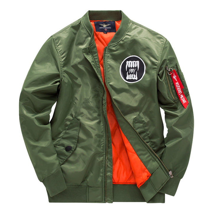Herren o Grafik-Logo gesteppte Nylon Pilot Bomber mit Ärmel-Reißverschluss-Tasche Echo Archiv