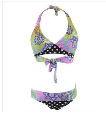 Damen Triangel-Bikini mit lebhaftem Blumenmuster und gepunktetem Höschen Echo Archiv
