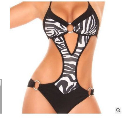 Damen Einteiliger Badeanzug mit aufregenden Cut-Outs und Zebra-Design Echo Archiv
