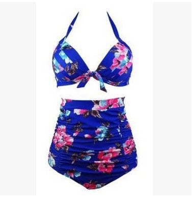 Damen Hoch tailliertes Bikini-Set mit floralem Design und Raffungen Echo Archiv