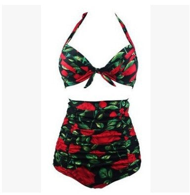 Damen Hoch tailliertes Bikini-Set mit floralem Design und Raffungen Echo Archiv