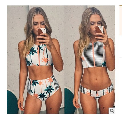 Damen Crop-Top Bikini mit hohem Taillen-Slip Echo Archiv