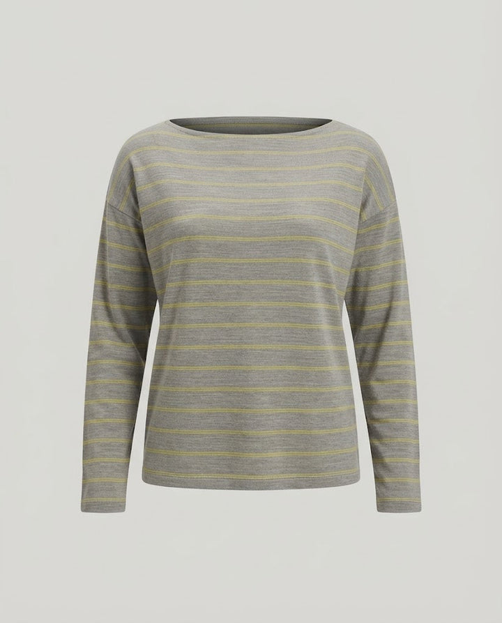 Damen Oversize-Langarmshirt mit feinen Streifen und off-shoulder Effekt Echo Archiv
