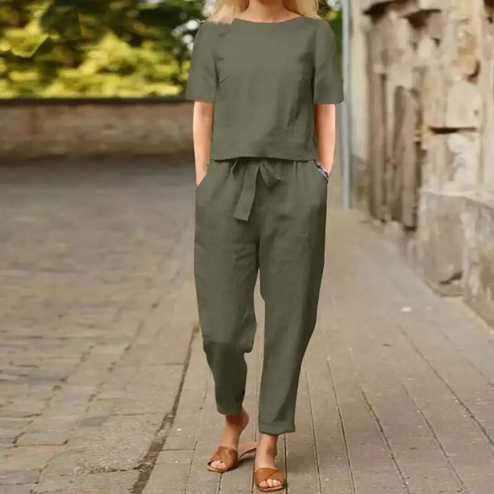 Echoarchiv | Elegantes und Bequemes Zweiteiliges Leinen Satz für Damen