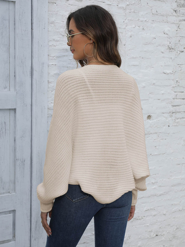 Bat Sleeve Offenes Front Kurzes Cardigan – Veloura
