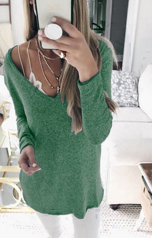 Damen feinstrick Tunika mit tiefem V-Ausschnitt und lässigem Oversized-Schnitt Echoarchiv