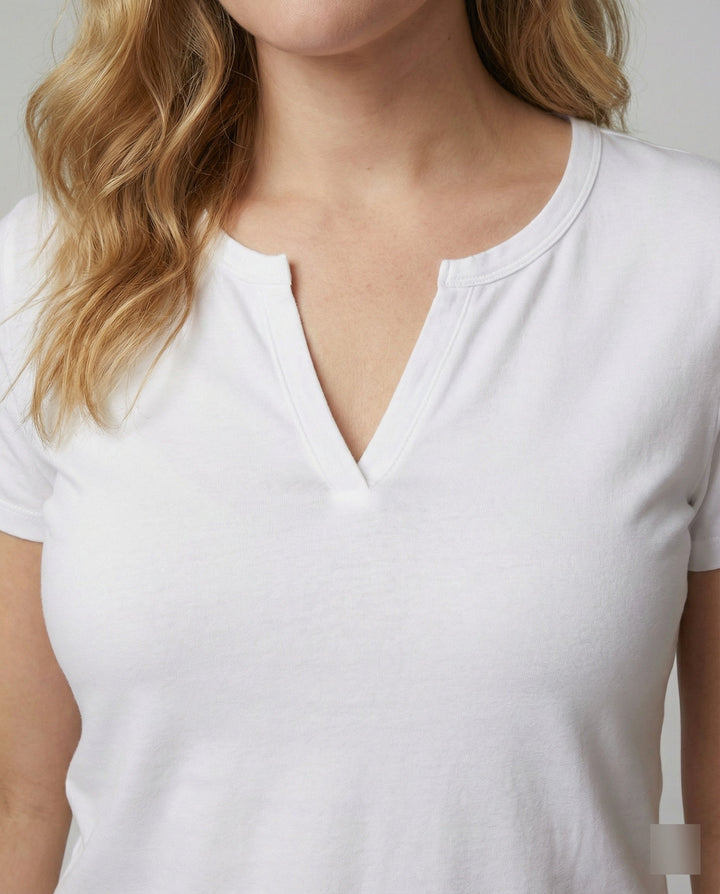 Echoarchiv | Bluse Stylischer V-Ausschnitt Sommer Weiß Top