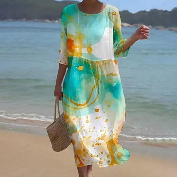 Echoarchiv | Elegantes Floral Kleid, das den Bauch kaschiert