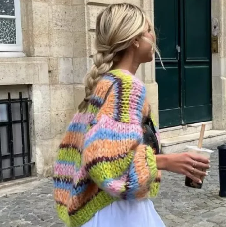 Echoarchiv | Gestreifte Offene Strickjacke
