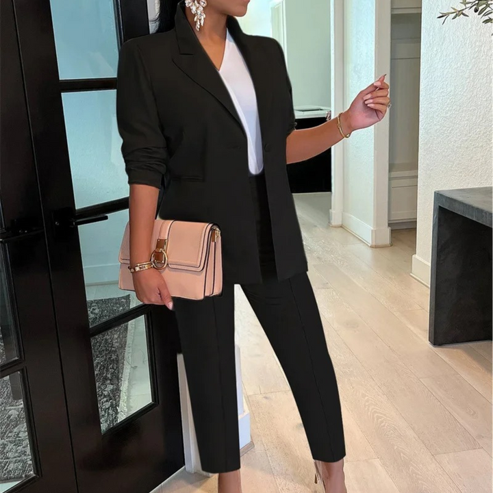 Schicke Herbst Bürostil Blazer und Hosen Set für Frauen – Avérine