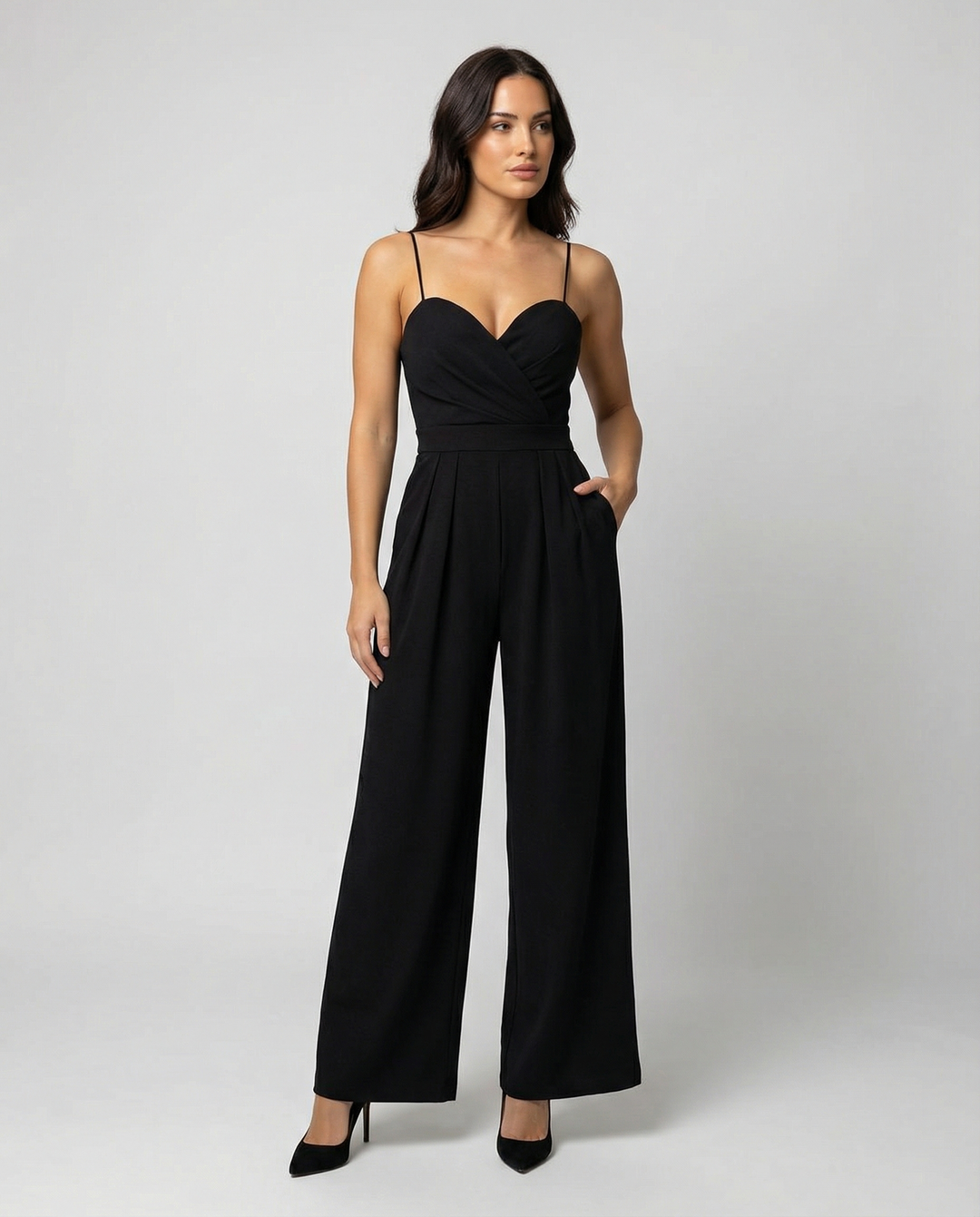 Echoarchiv | Damen Eleganter Fließender Jumpsuit mit Spaghettibändern für Festliche Anlässe