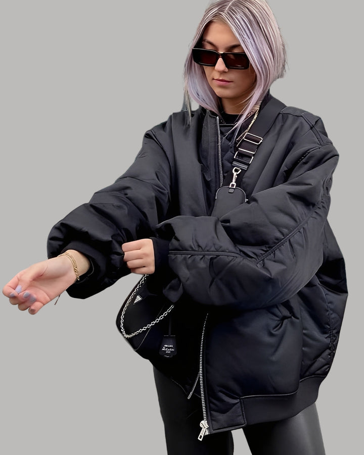 Echoarchiv Damen Oversize Bomberjacke mit Reißverschluss