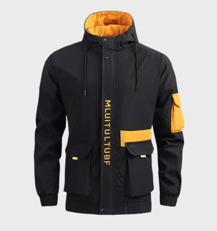 Warme, leichte Jacke mit Taschen, Kapuze und Kordelzug – Taviero